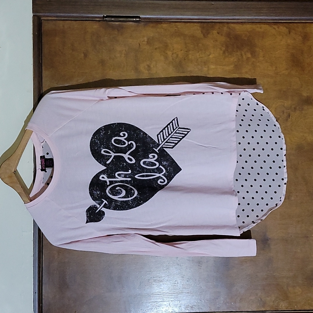 Hybrid Women's Long-sleeved Top Sheer Back w/Polka-dot Size Small